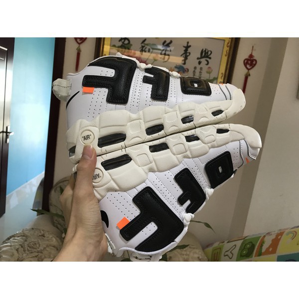XẢ KHO THANH LÝ Giày Thể Thao NIKE AIR MORE UPTEMPO OFF WHITE Trắng Chữ Đen (FULL BOX)_TD98 [XIÊU RẺ]