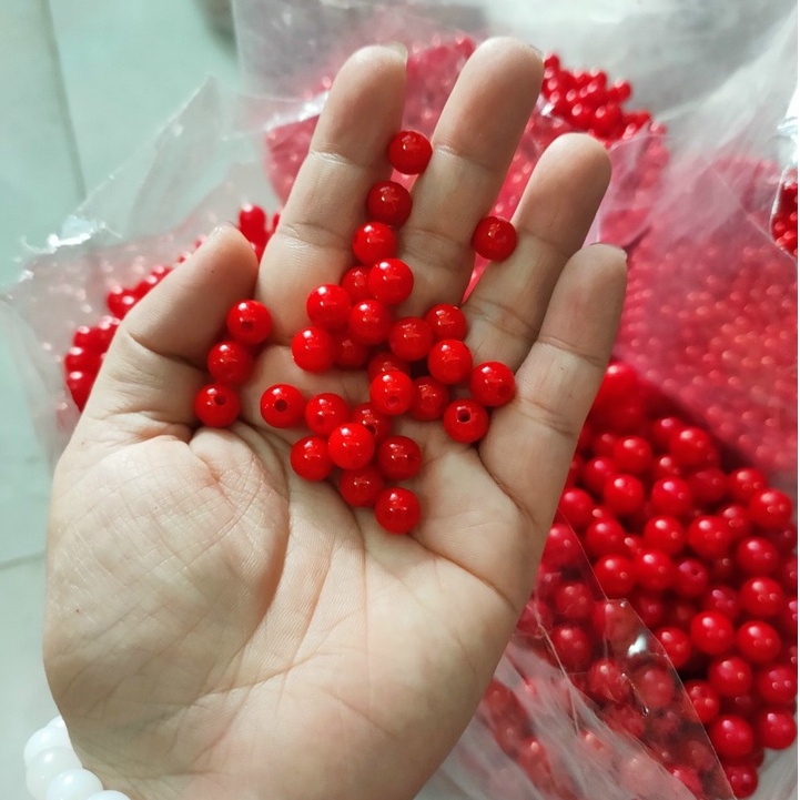 10/25/50gam hạt đỏ tươi đủ size làm vòng tay vòng cổ, handmade