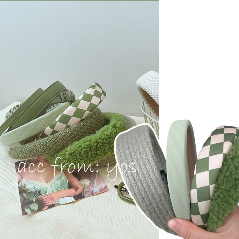 Bờm cài tóc tone màu xanh lá bản to phong cách Hàn Quốc cho nữ YOS