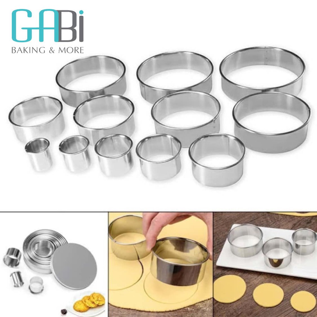Set 12 khuôn cắt cookie inox tròn (trơn)