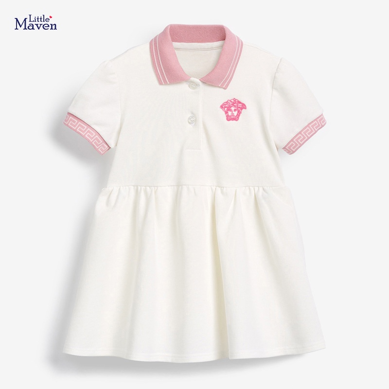 (10-30KG)VÁY POLO DỆT KIM COTTON CHO BÉ GÁI LITTLE MAVEN TAY NGẮN, CÓ CỔ SIZE ĐẠI TRẺ EM 2 3 4 5 6 7 8 TUỔI