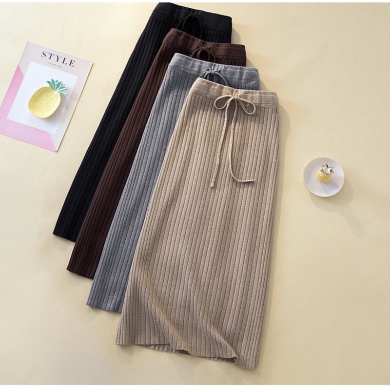 Chân váy len midi dây eo cao cấp