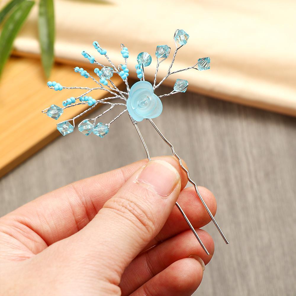 NEXTVN Trâm Cài Tóc Chữ U Hình Hoa Đính Pha Lê 1 Cái
