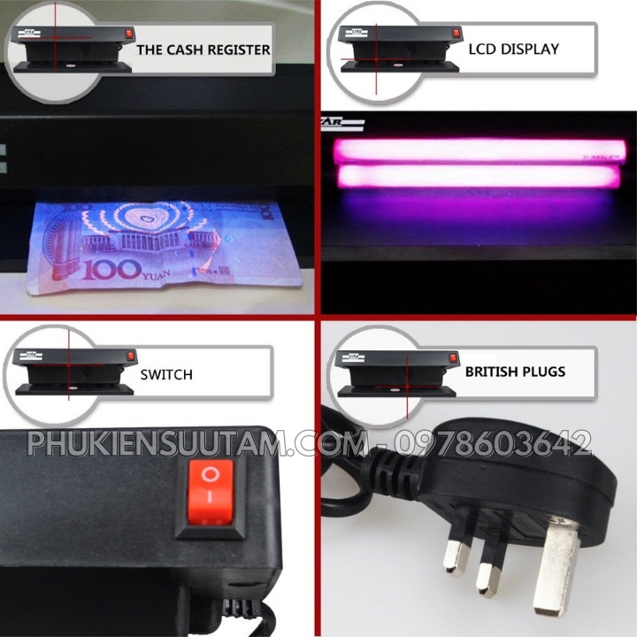 Đèn soi tiền giả để bàn 2 ống đèn UV - KH0013