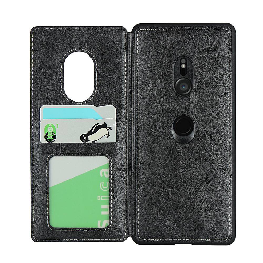 Bao da điện thoại PU + TPU mềm có dây đeo + ngăn đựng thẻ chống sốc cho Sony Xperia Xz3 H9436 H8416 H9493
