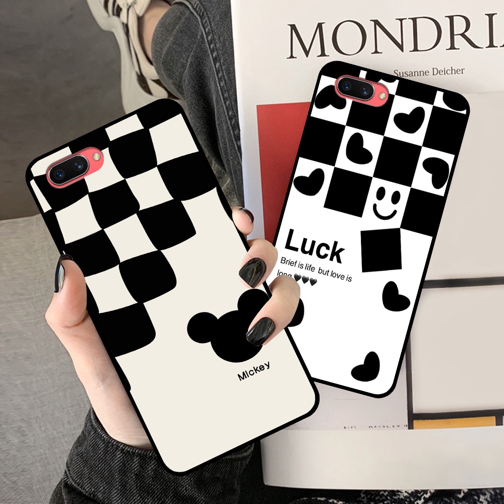 Ốp Oppo A3s / A1k in hình sọc caro, họa tiết đen trắng dễ thương