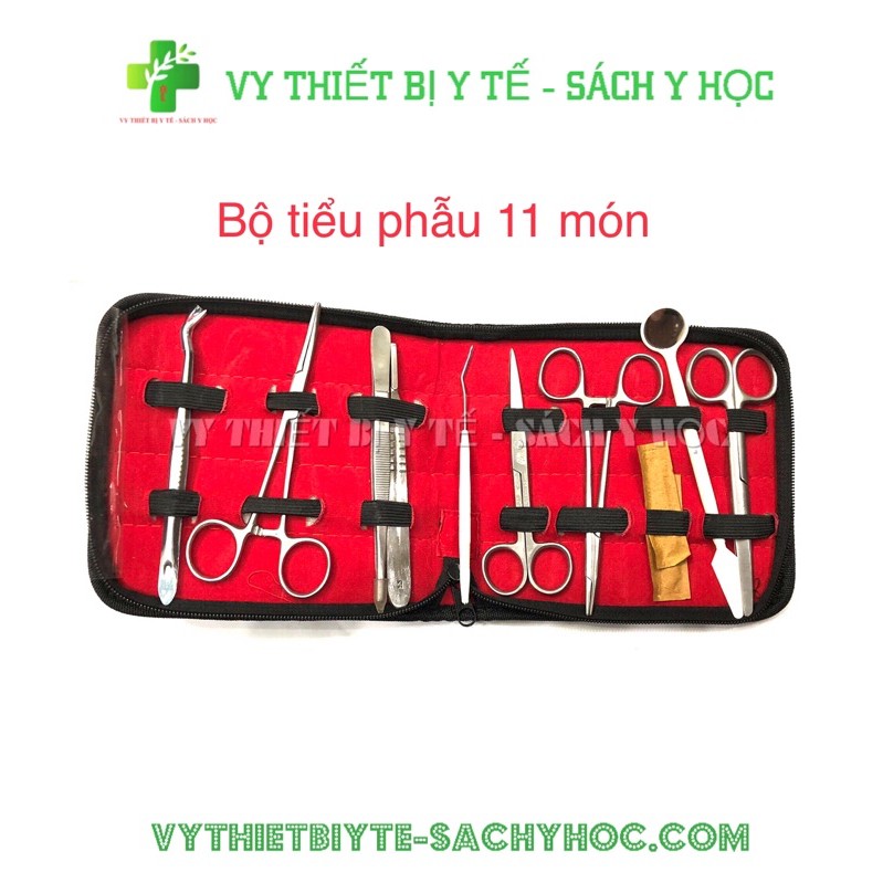 Bộ tiểu phẫu thực hành 11 món, 13 món, kèm bao da có kèm miếng da có đế
