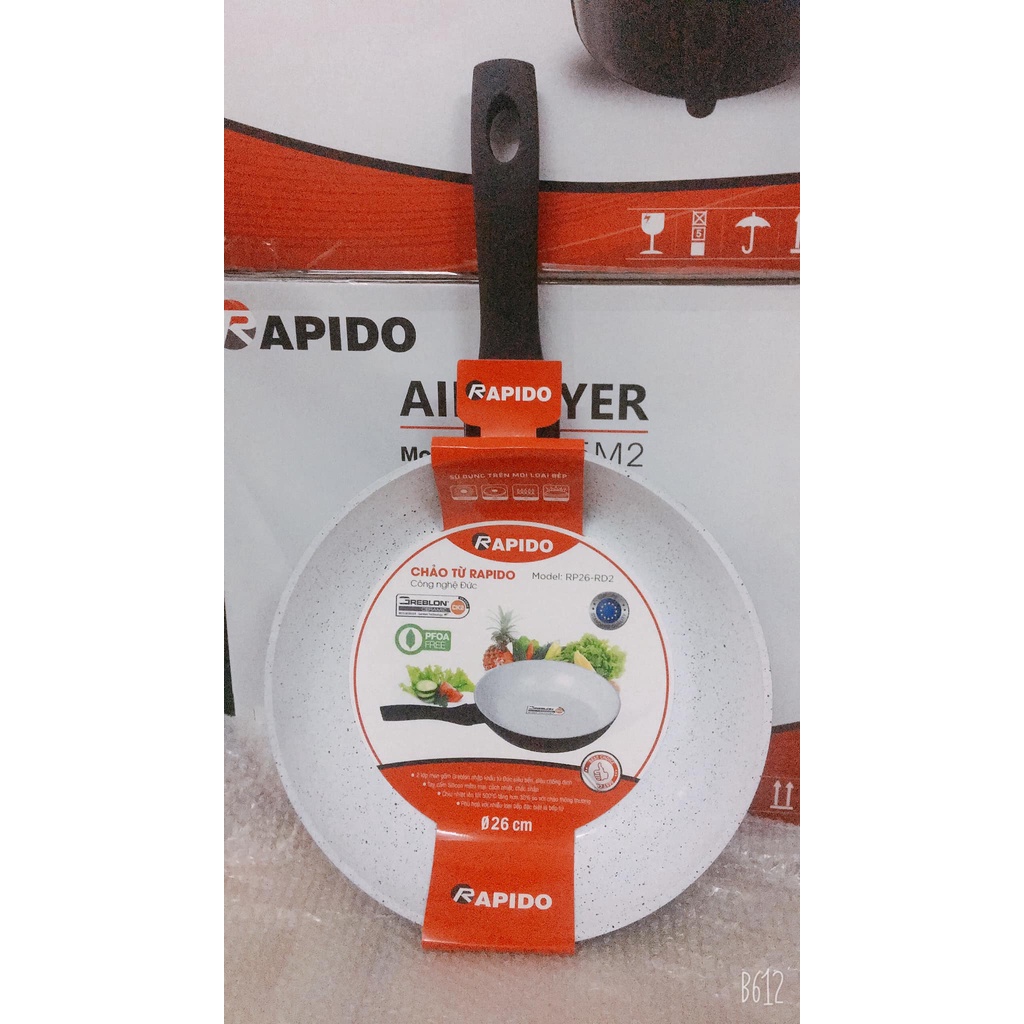 Chảo từ men gốm ceramic Rapido 30cm, 26cm, 24cm đáy chấm
