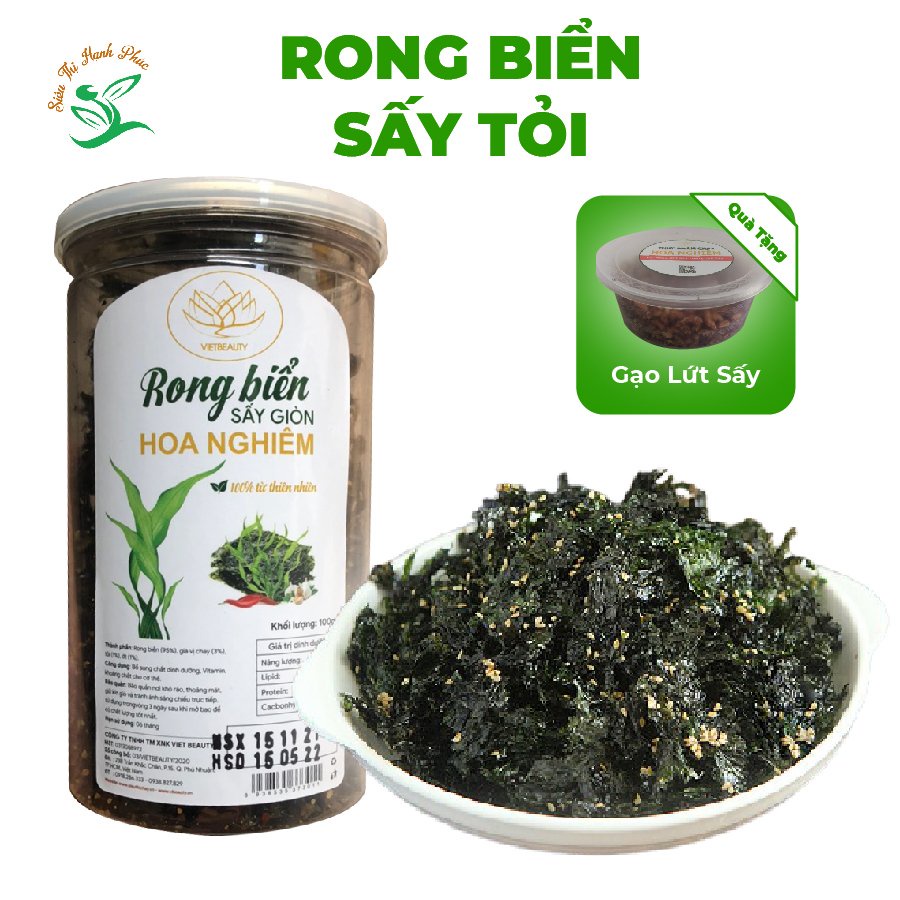 Rong biển sấy tỏi - Giòn thơm ngon ăn liền Hoa Nghiêm - Chính hãng - Hũ 100gram - HSD 6 tháng (date luôn mới)- STHP | BigBuy360 - bigbuy360.vn