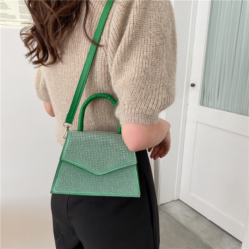 Túi Xách JASMIN NOIR Da PU Nắp Gập Nhỏ Đính Kim Cương Thời Trang Cho Nữ