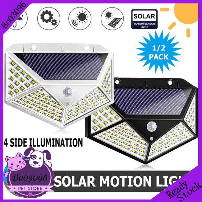 Đèn Led 100 Bóng 4 Mặt Cảm Biến Chuyển Động Sử Dụng Năng Lượng Mặt Trời