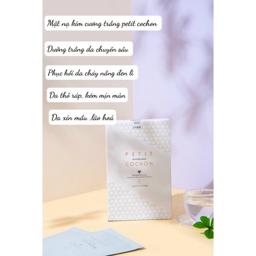 Mặt nạ kim cương dưỡng trắng, giảm thâm nám Petit Cochon Whitening Mask hộp 10 miếng