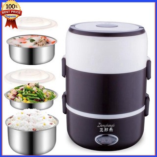 Hộp đựng cơm giữ nhiệt hâm nóng nhanh phù hợp dân phòng vòng chất nồi inox có 3 ngăn