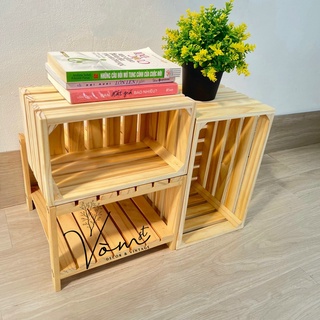 Thùng PALLET Trang Trí TỪ Gỗ THÔNG THƠM CAO CẤP Nhập Khẩu - VÒM DECOR - Hộp Kệ Gỗ PALET Đựng Đồ