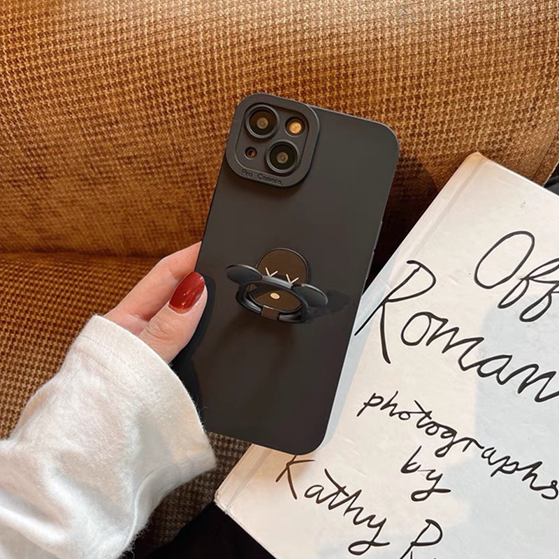 Ốp lưng chống bẩn Viền Nổi cạnh vuông kèm iring Kaws iphone 7plus x xsmax 11 11promax 12 12promax 13 pro max promax plus