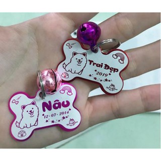 Thẻ khắc tên chó mèo, thú cưng - Thẻ Nhôm