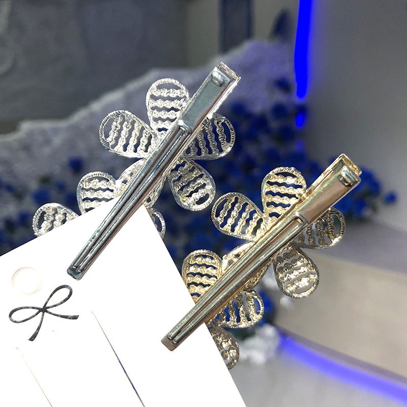 Kẹp Tóc Hình Hoa Đính Ngọc Trai Giả Bằng Kim Loại Phong Cách Hàn Quốc Mới