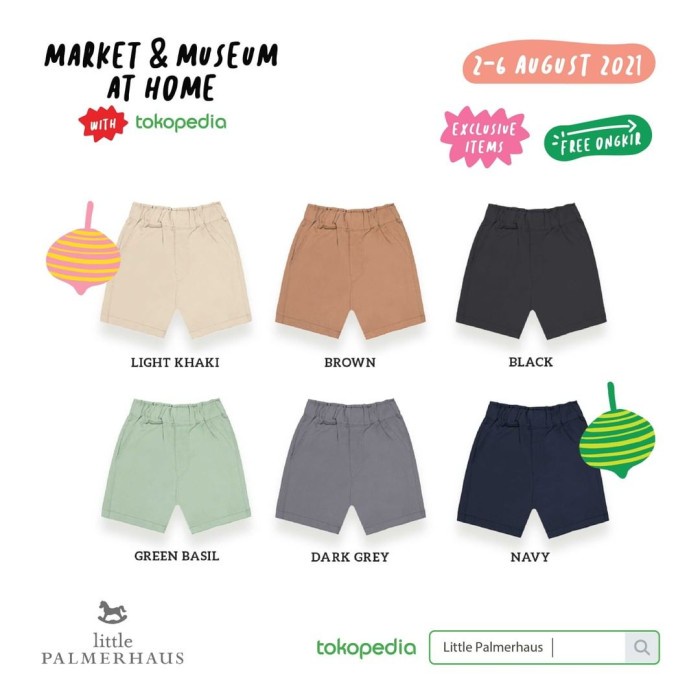 Quần short Cotton màu đen 2.0 1-6 tuổi Terl4ri5 Little Palmerhaus - Chinos