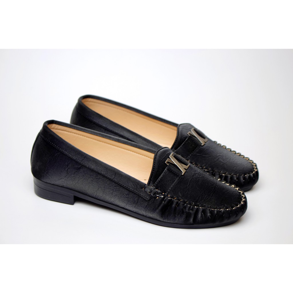 GIÀY MỌI MOCCASIN ĐEN X DA NHĂN CM002BG | BigBuy360 - bigbuy360.vn