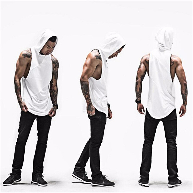 Áo Thun Ba Lỗ Có Mũ Trùm Đầu Dáng Rộng Bằng Cotton Mềm Thoáng Khí Phong Cách Hip Hop Thời Trang Mùa Hè Cho Nam