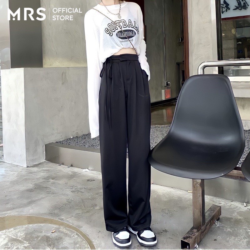 Quần Ống Rộng Vintage Cao Cấp Buộc Nơ Chất Tuyết Mưa Cạp Cao - Quần Ống Sơ Công Sở Đi Học Đi  Chơi