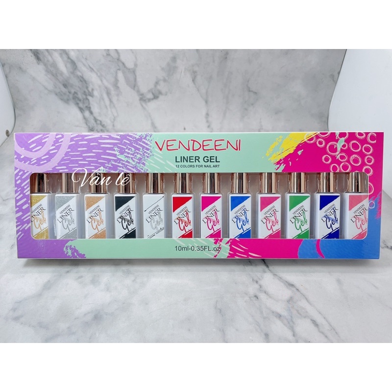Sơn gel vẽ cọ nét vendeeni set 12 màu