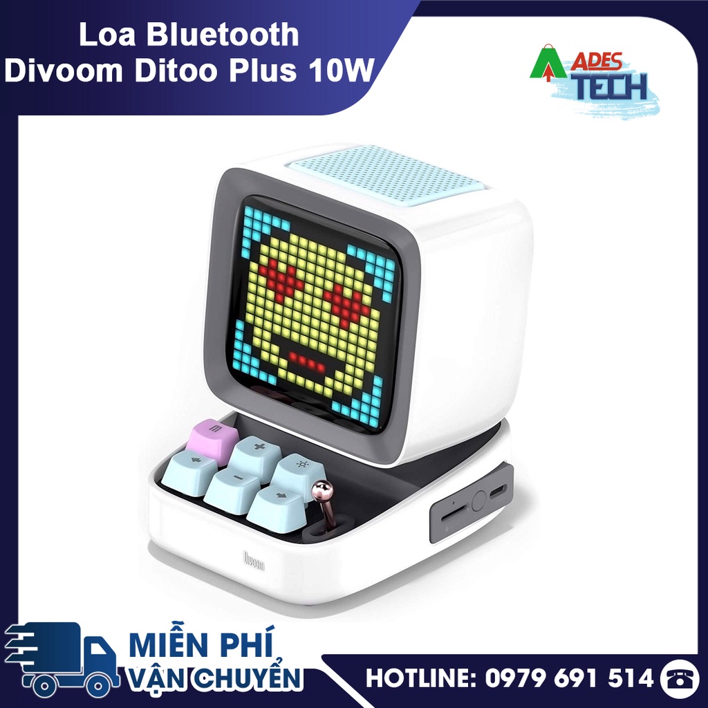 Loa Nghe Nhạc Bluetooth Divoom Ditoo Plus 10W - Hình Dáng Máy Tính Cổ, Màn Hình LED 256 Full RGB - Chính Hãng NEW 2021