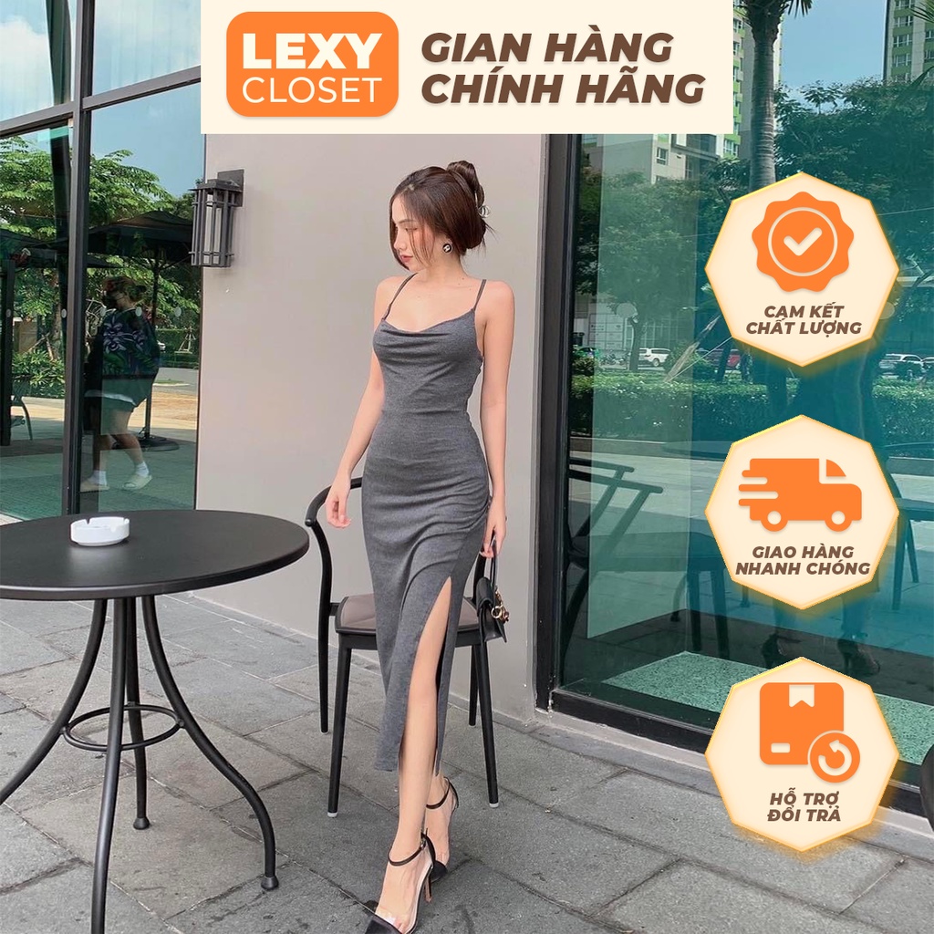Váy Body Hai Dây Xẻ Tà Lexy Closet Thiết Kế Hở Lưng Xẻ Tà Một Bên Quyến Rũ & Tôn Dáng Cho Nàng