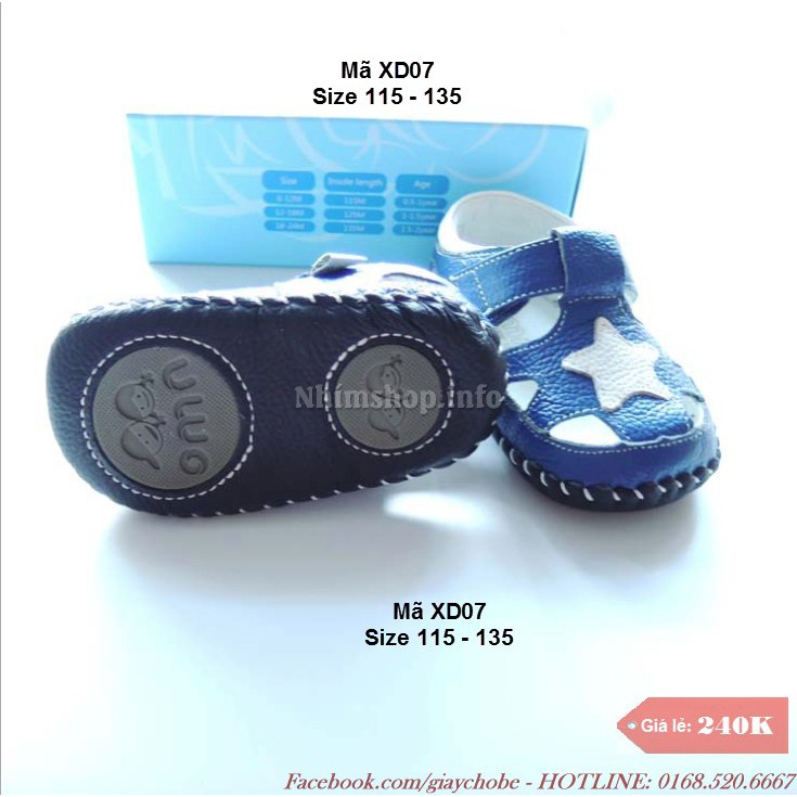 Dép sandal  cho bé tập đi 0 - 6 tháng XD07