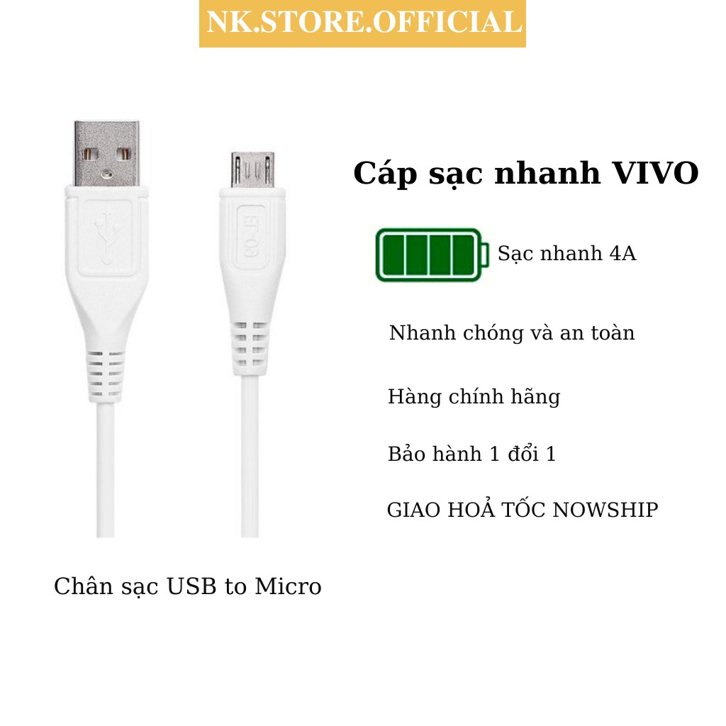 DÂY CÁP SẠC NHANH VI-VO CHÍNH HÃNG 1 ĐỔI 1