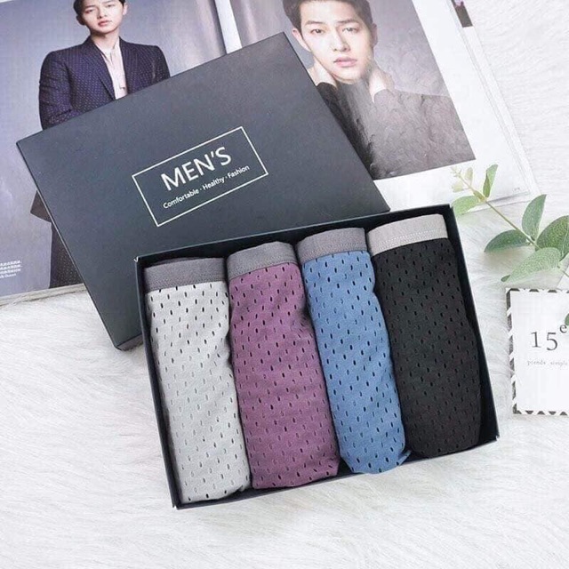 Quần Sịp Men Thông Hơi Siêu Thoáng Mát ( hộp 4c từ 50-75kg)