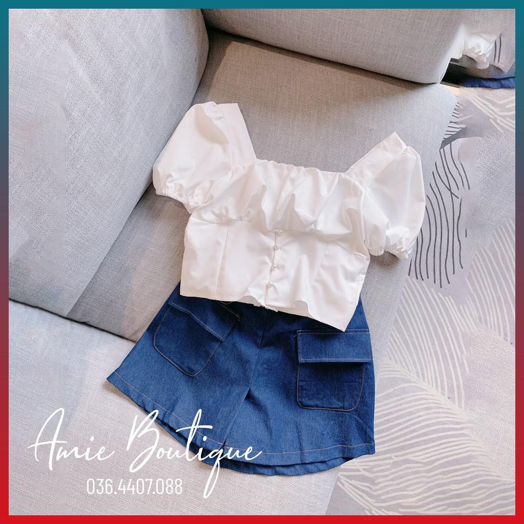 Sét Áo Nữ Thô Áo Kiểu Đẹp Phối Chân Váy Bò Có Lót Đùi Tôn Dáng Sang Chảnh | BigBuy360 - bigbuy360.vn