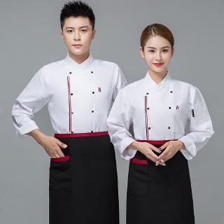 Áo Đồng Phục Đầu Bếp Dài Tay Thoáng Khí Thấm Hút Mồ Hôi