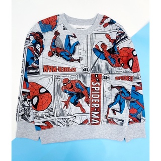 Áo nỉ dài tay cổ tròn Spiderman Người nhện Siêu nhân Bé trai
