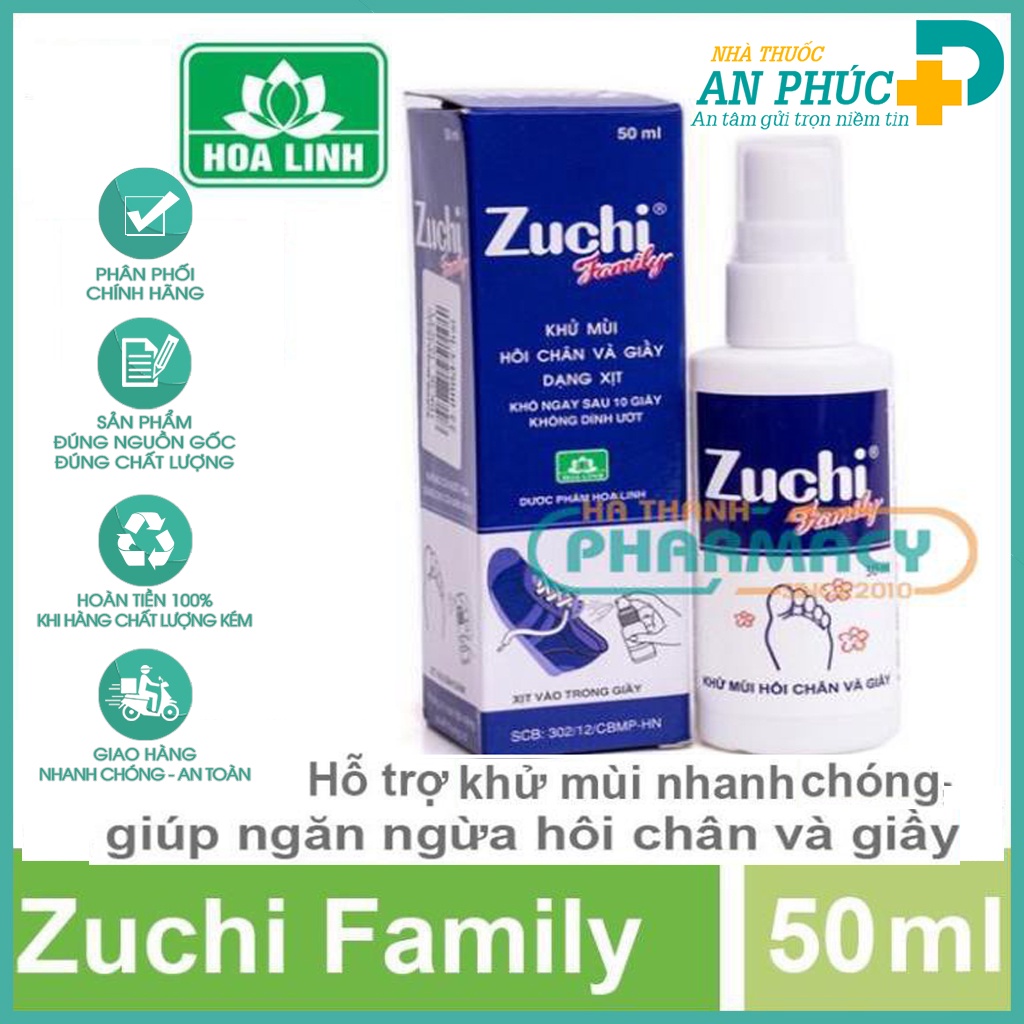 Zuchi family - Khử mùi hôi chân và giầy dạng xịt ( 50 ml )