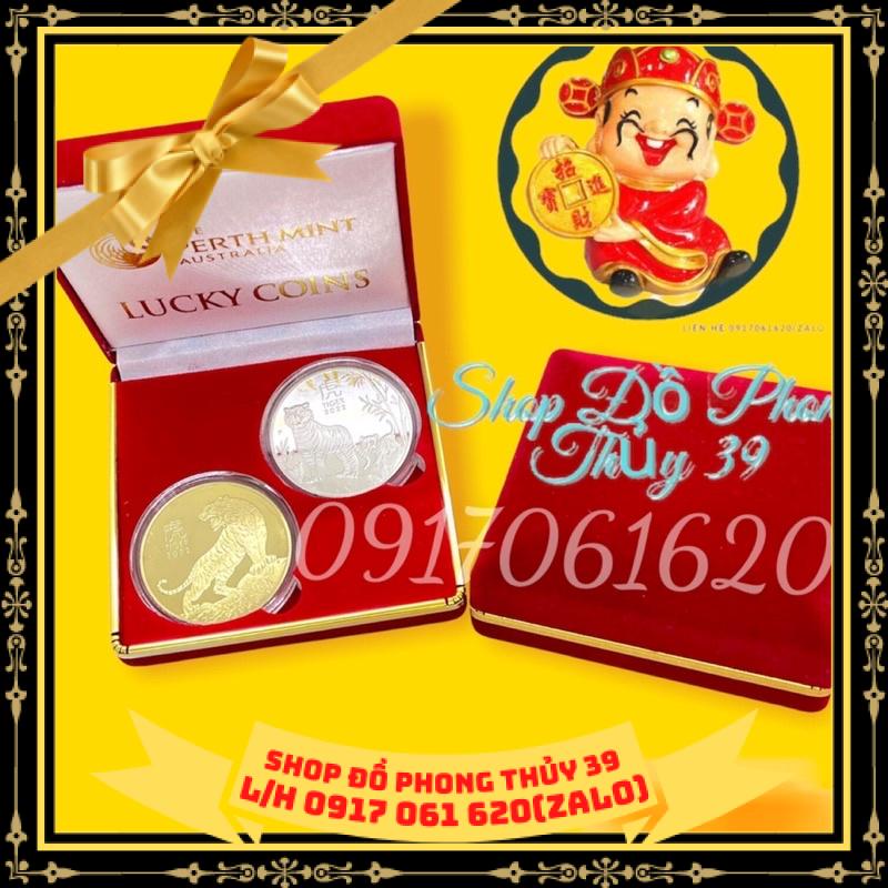 Cặp Xu Lưu Niệm Hình Con Hổ - Cọp (Úc) Kèm Hộp Nhung Sang Trọng Thích Hợp làm Quà Tặng Quà Biếu Trong Tết 2022 Nhâm Dần