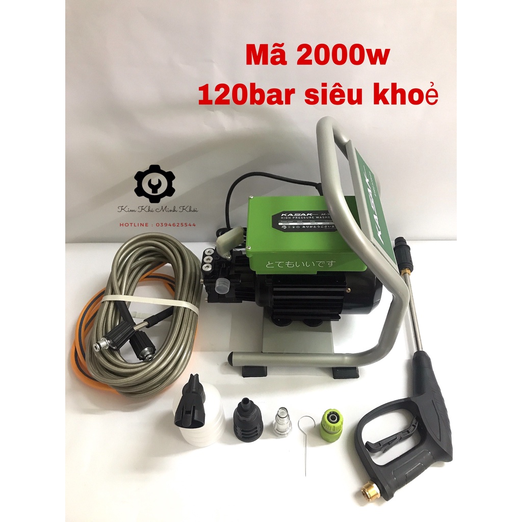 MÁY RỬA XE KASAKI công suất lớn 2000w AK 382, Máy rửa xe gia đình LÕI ĐỒNG 100% Bảo hành 12 tháng