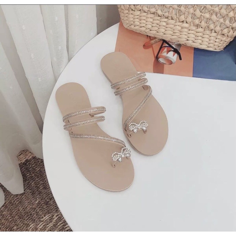 Dép kẹp xỏ ngón đính xoàn nơ bướm xinh N01