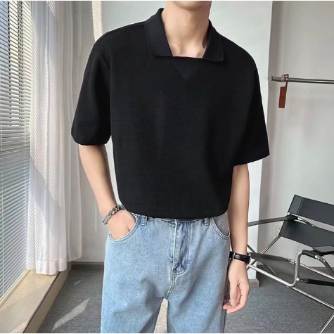 Áo Thun Polo Ngắn Tay Màu Sắc Đơn Giản Phong Cách Hàn Quốc Cho Nam