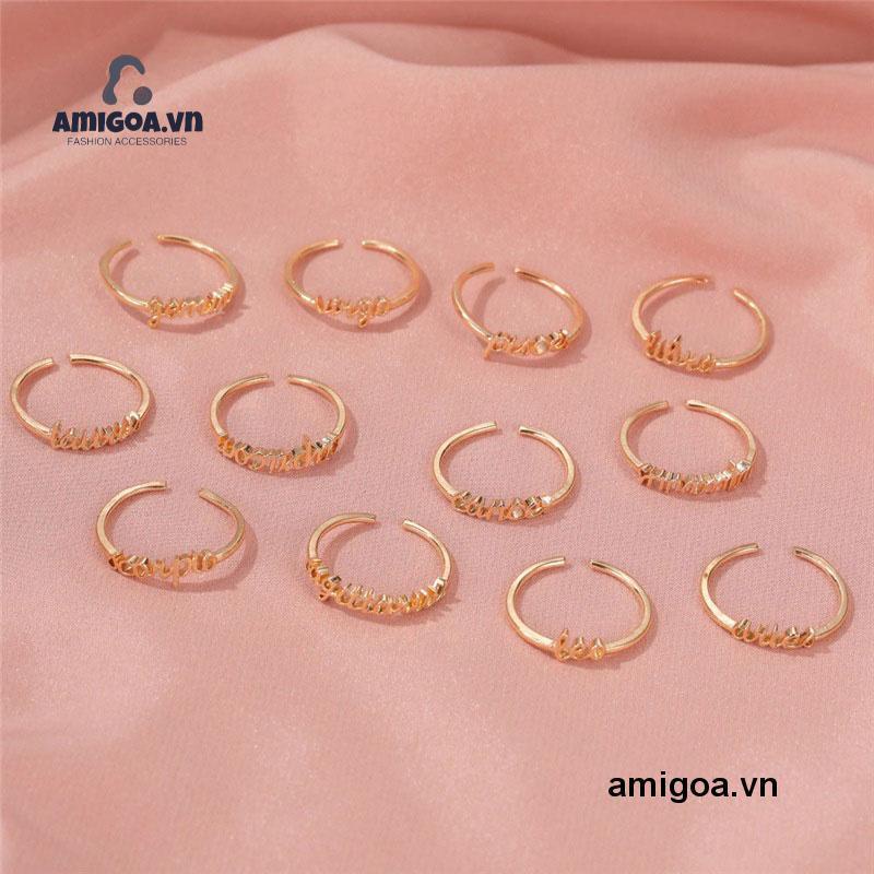 ✨✨Nhẫn Đeo Tay Kim Loại Khắc Chữ Thời Trang Cho Nữ
