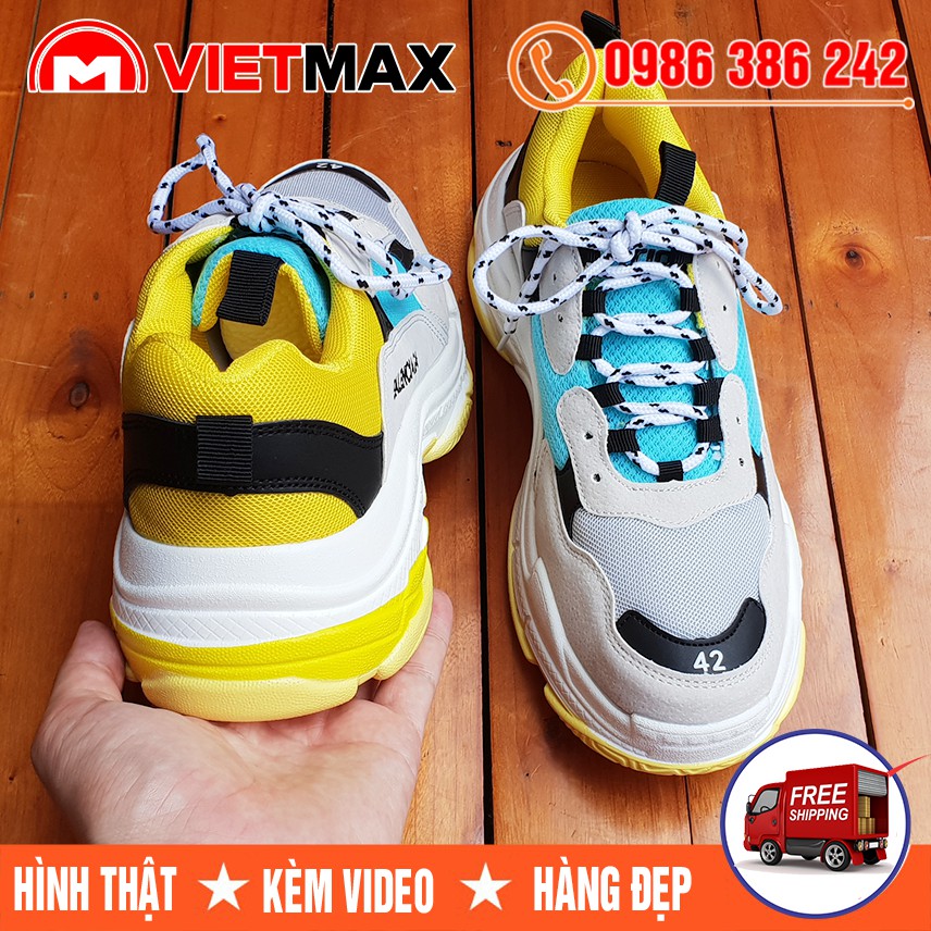 [Video Ảnh Thật] Giày Thể Thao Balen Triple S Vàng Xanh Khuyến Mãi | BigBuy360 - bigbuy360.vn