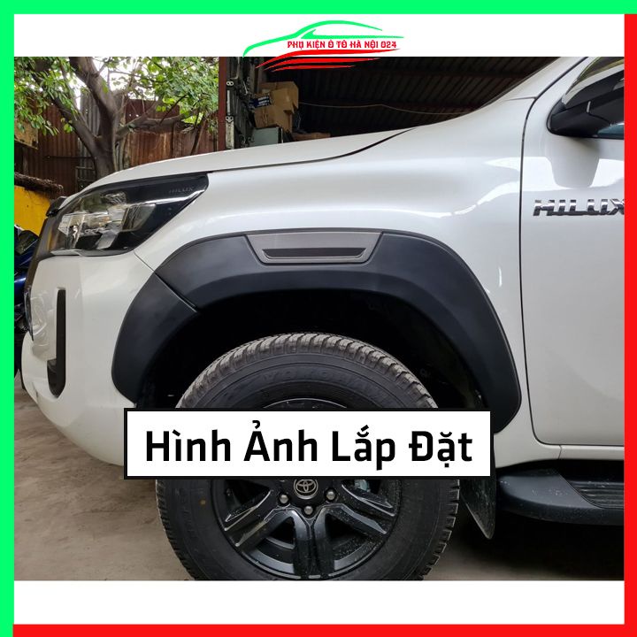 Bộ ốp cua lốp xe ô tô Hilux 2021-2023 bản nhỏ mẫu phản quang trang trí bảo vệ lốp xe