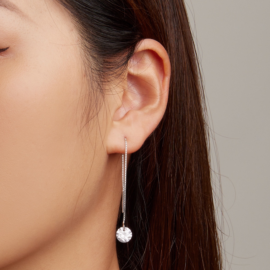 BAMOER 1 Đôi Bông Tai bạc 925 Đính Đá Zircon Xanh Thời Trang