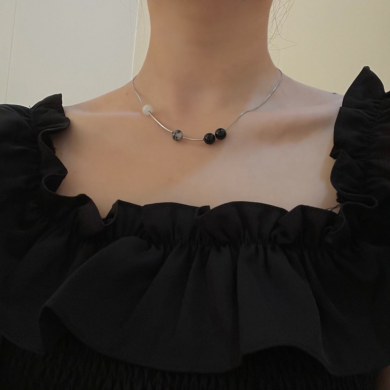 Vòng cổ mặt gắn đá opal đơn giản thời trang cổ điển cho nữ