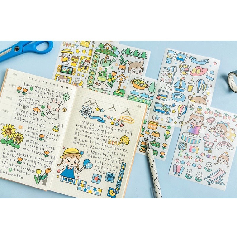 Set 4 tấm sticker dán sổ