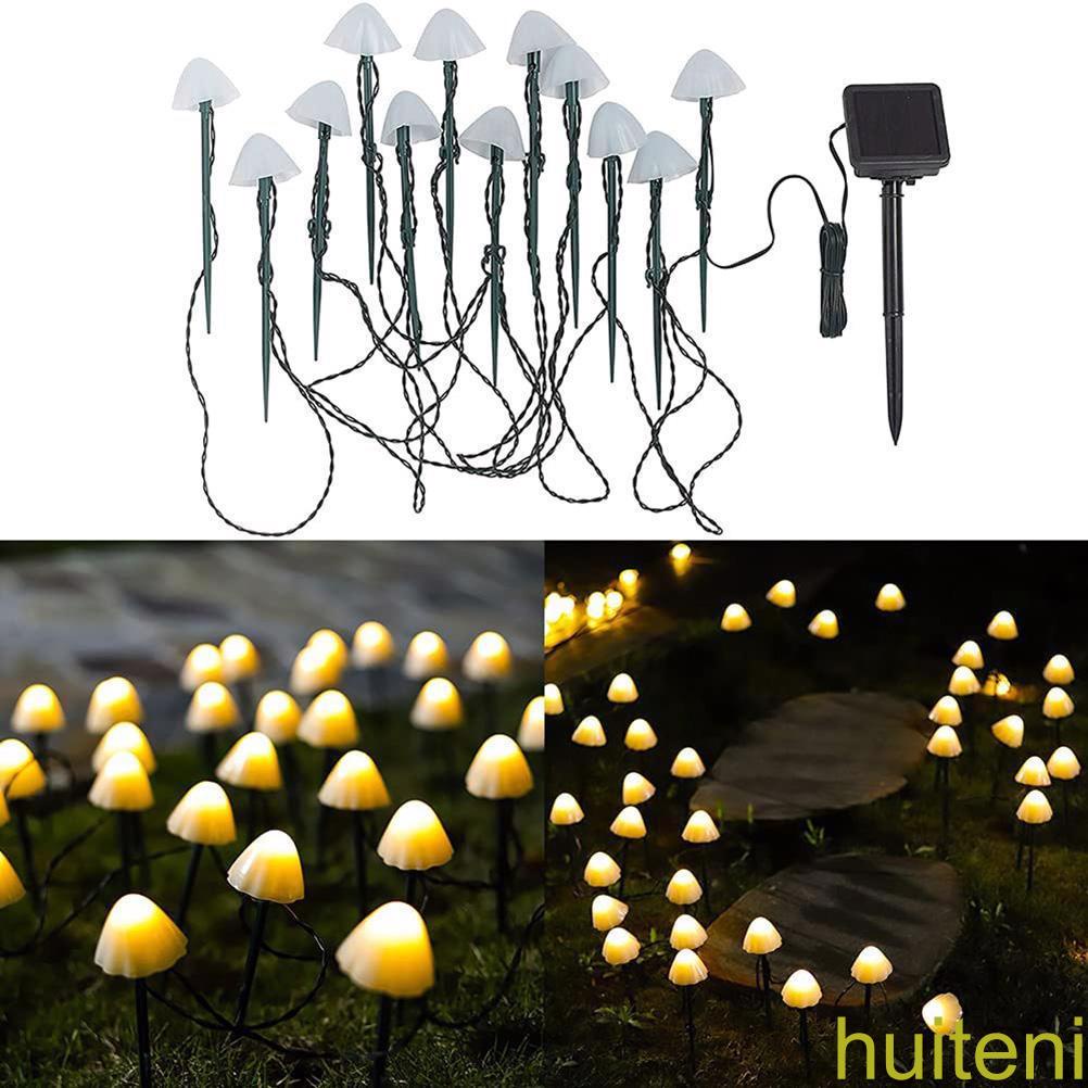 [huite]Solar Fairy Lights Outdoor LED Solar Light Mushroom String Light Waterproof Outdoor Garden Lawn Stakes Lamps for