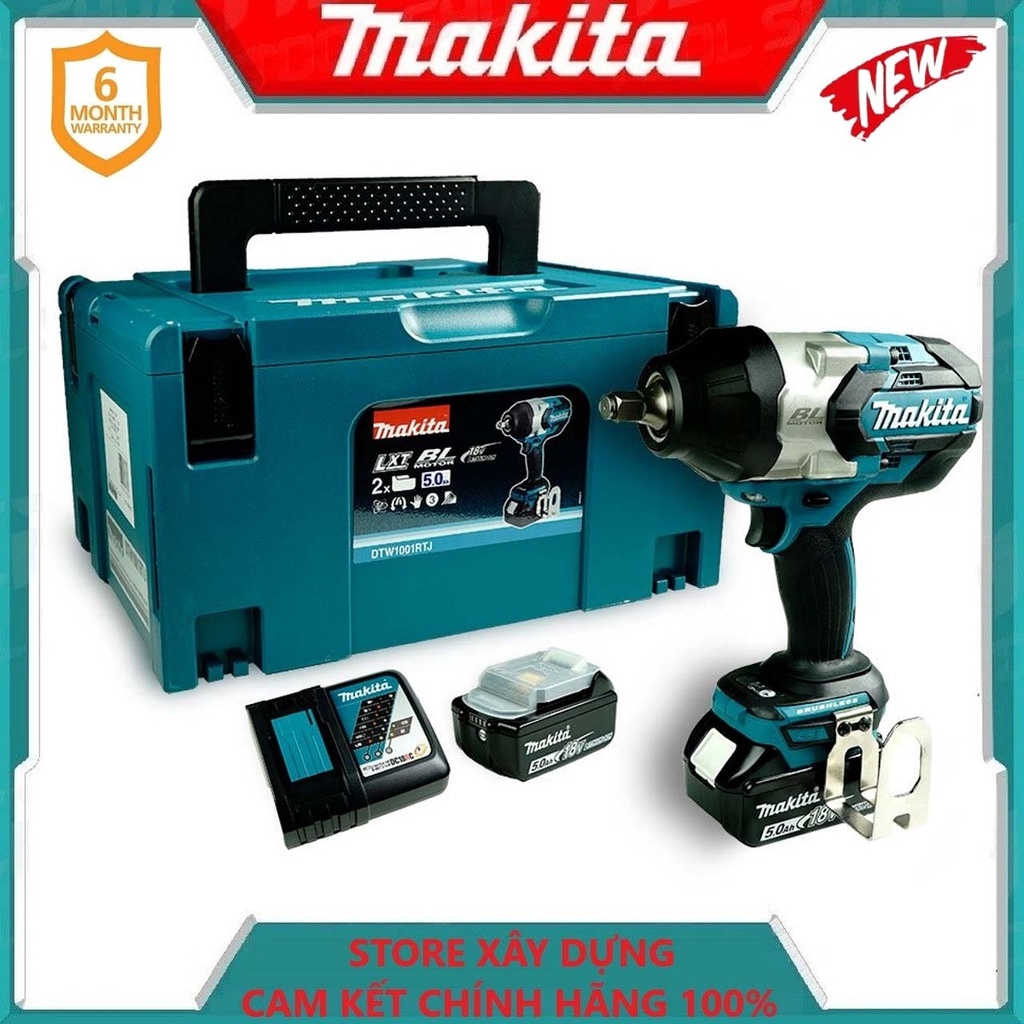 MÁY SIẾT BULONG DÙNG PIN 18V (19MM) MAKITA DTW1001RTJ- HÀNG CHÍNH HÃNG