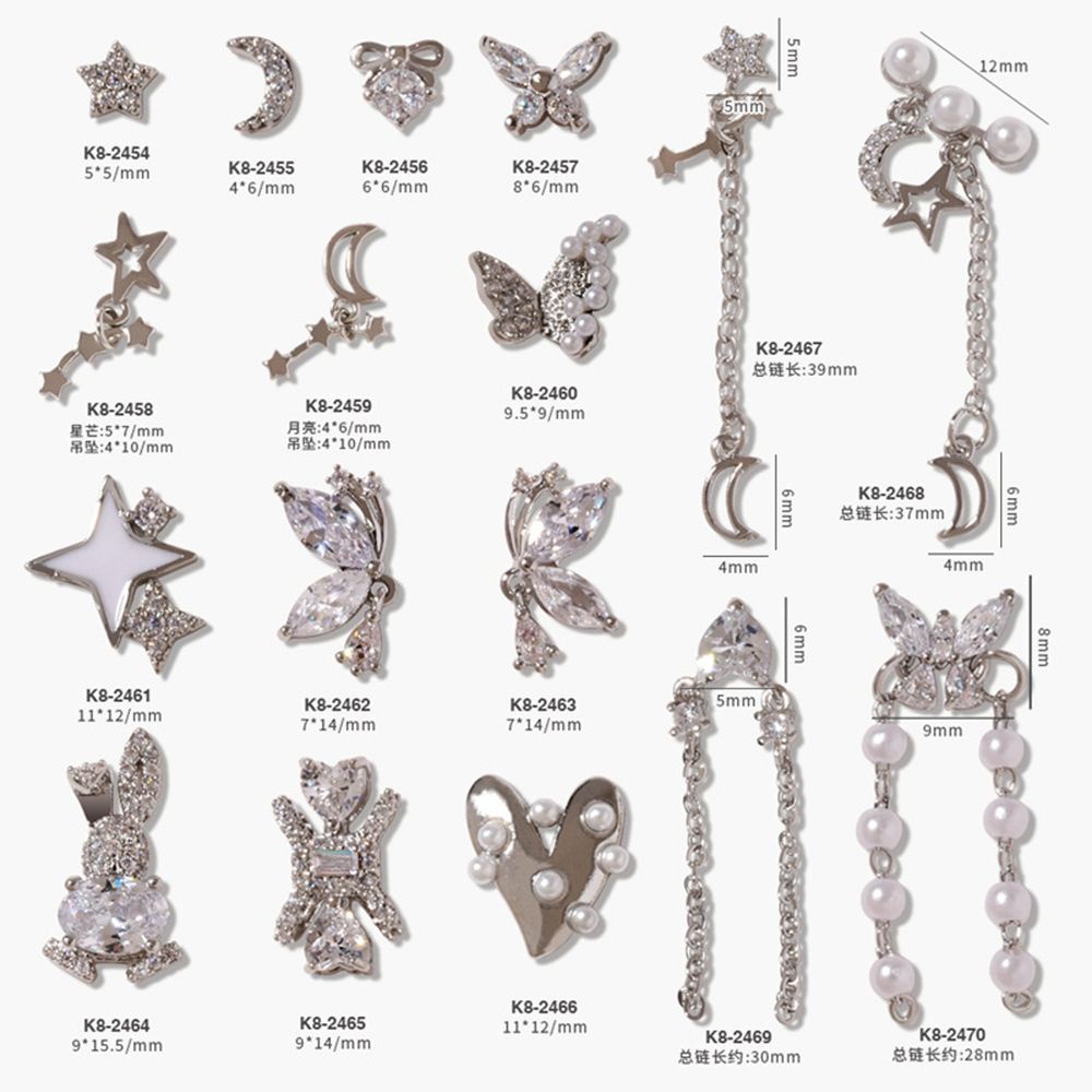 [Hàng mới về] Hạt phụ kiện trang trí móng tay nghệ thuật đính ngọc trai 3D hình thỏ / ngôi sao sang trọng