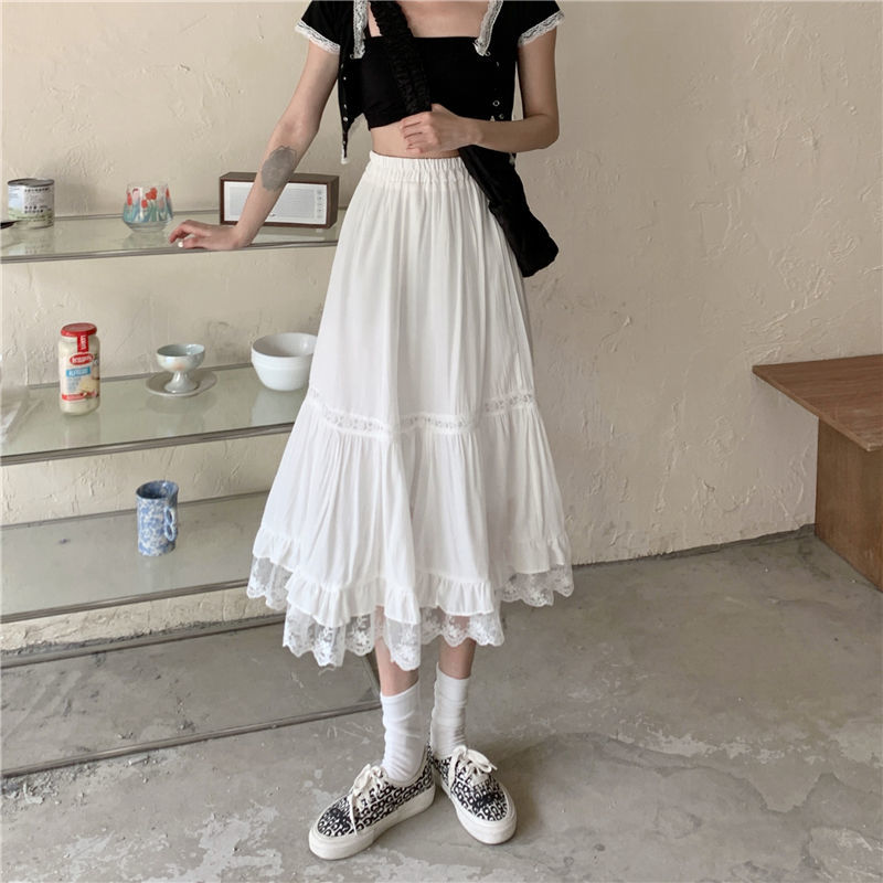 Chân Váy Dáng Dài Chữ A Phối Ren Thanh Lịch Thời Trang Mùa Hè 2021 Cho Nữ | BigBuy360 - bigbuy360.vn