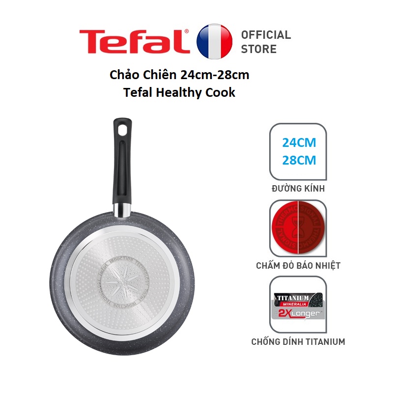 Chảo Từ Chống Dính Rapido - Tefal 24-26-28-30cm - Hàng Chính Hãng - Bếp Từ, Gas, Hồng Ngoại - Bảo Hành Chính Hãng